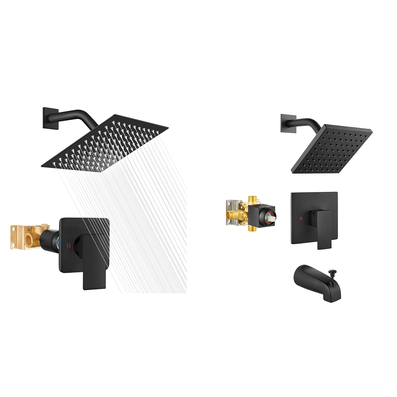 Hcfyauis Men's Black Matte Shower Faucet Set And Shower Faucet Set With Tub Spout And Valve