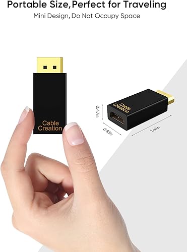 Miniatura 7 de CableCreation Adaptador DisplayPort a HDMI, paquete de 3, adaptador DP a HDMI chapado en oro de 1080P (hombre a hembra) de 1.3 V, adaptador de