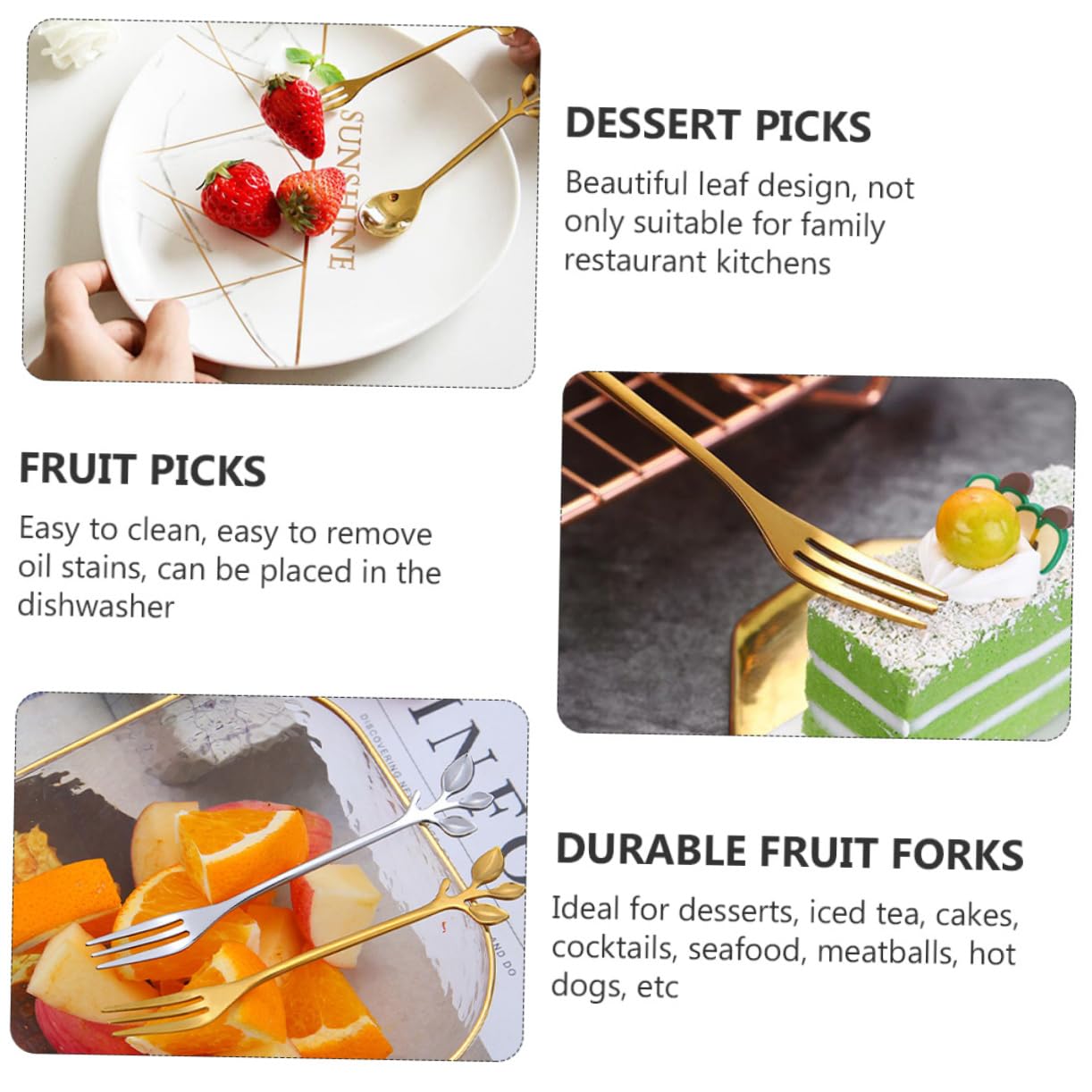 BEBEMOKO 8pcs Branch Fruit Fork Cake Fork Cake Picks Flatware Forks Dessert Forks Cocktail Picks Heart Pan Two Prong Fruit Fork Mini Fruit Fork Bulk Dinner Forks Stainless Steel Fruit Forks