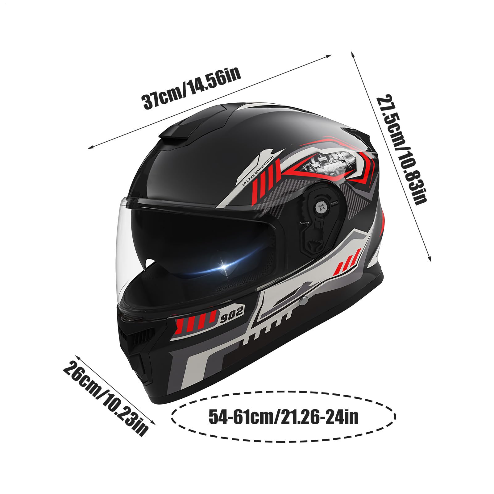 Kask Motocyklowy Wizjer Motocrossowy | Pełnotwarzowe Kaski Motocyklowe Dla Dorosłych Z Wyjmowaną Chustą Dla Jazdy Na Motocyklu Skuterze Nartach Snowboardzie I