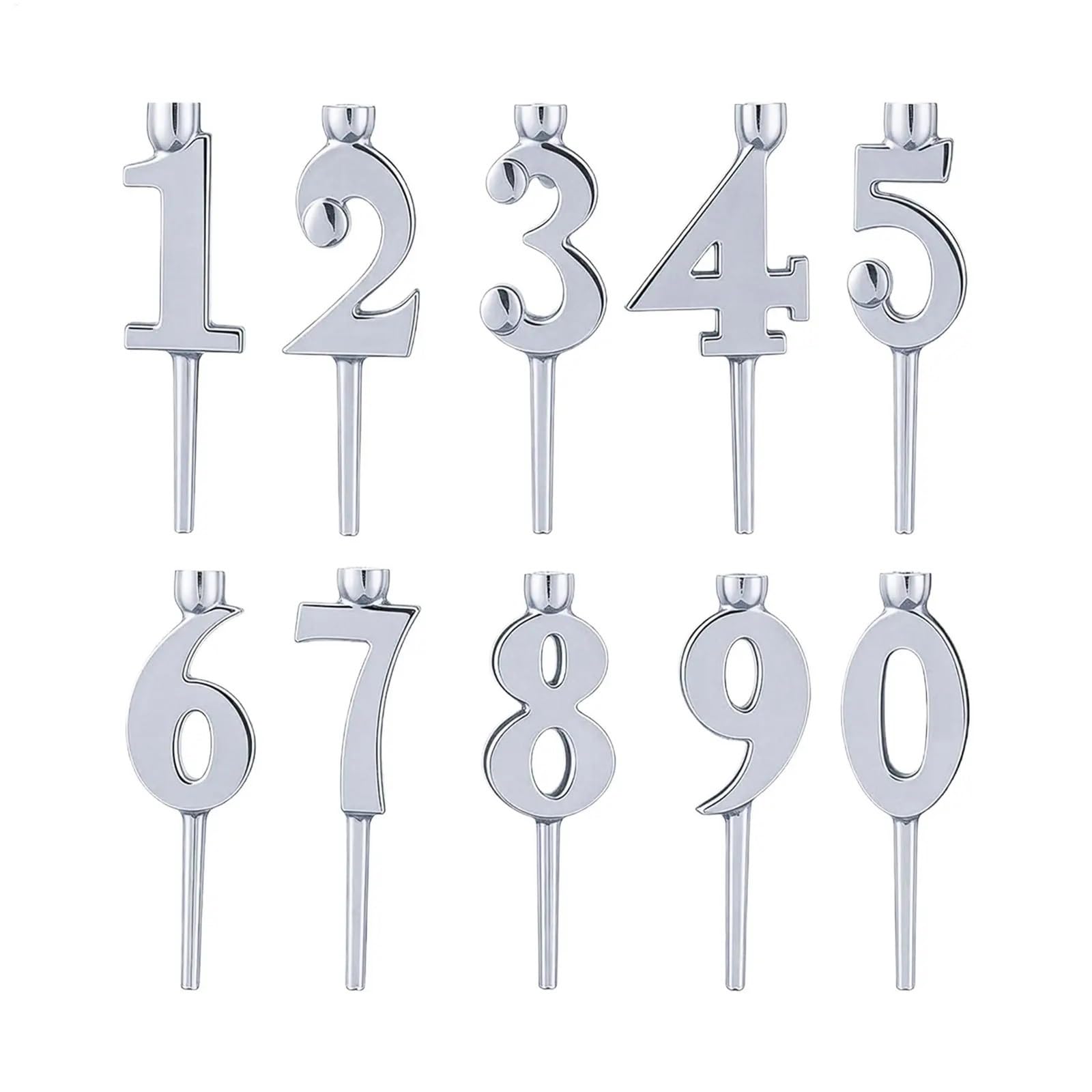 Reusable Number Birthday Candle Holder - Cake Topper for Celebrations(Silver)