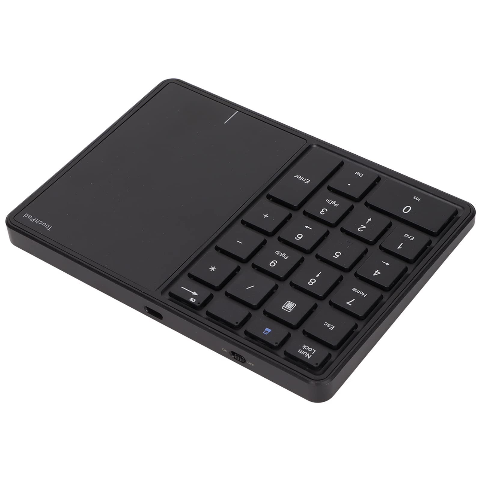 Bezprzewodowa Klawiatura Numeryczna z Panelem Dotykowym, Klawiatura Numeryczna Bluetooth do Laptopa, 22 Klawisze Bezprzewodowa Klawiatura Numeryczna BT Dual Mode, 2.4G 2 w 1 (Czarny)