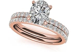 10K Solid Rose Gold Handmade Oval Cut Engagement Rings