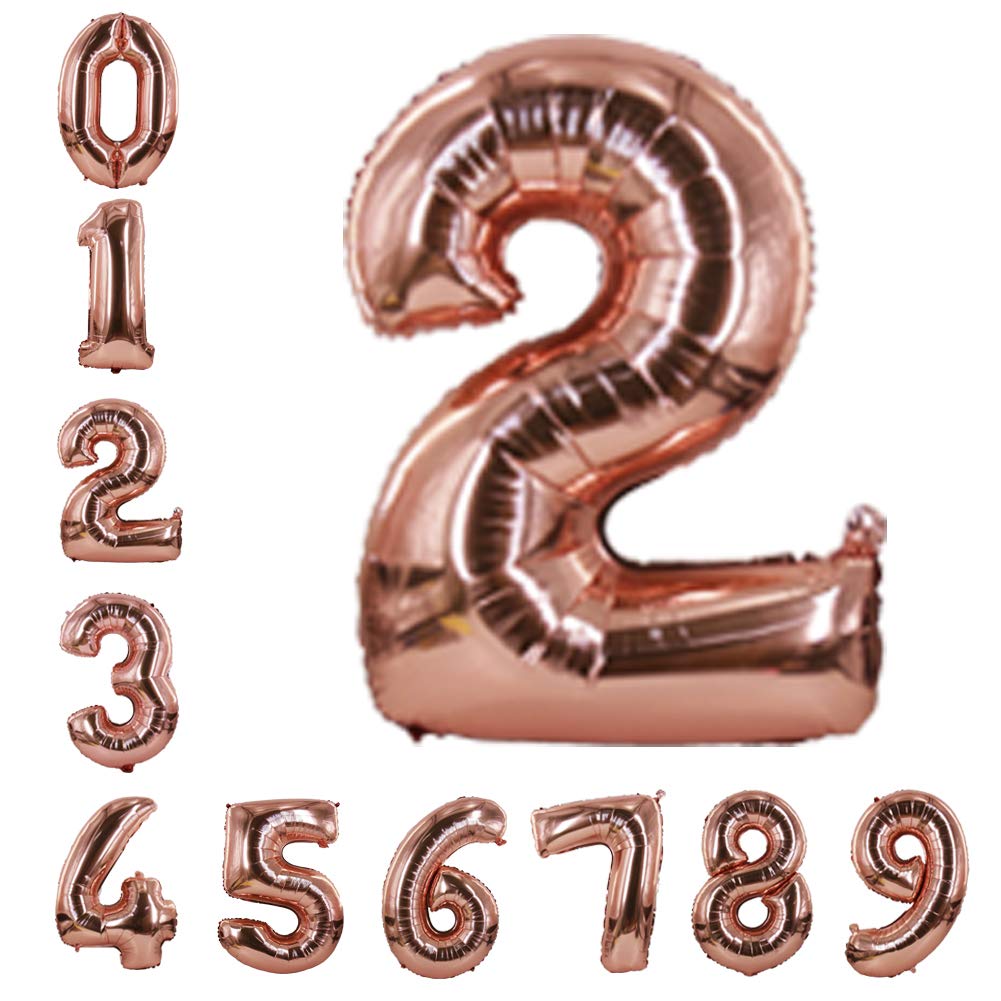 Rose Gold Number Balloons 40Inch Helium Birthday Balloons Foil Mylar Digital Balloons For Birthday Engagement Wedding Bridal Shower Anniversary (2)