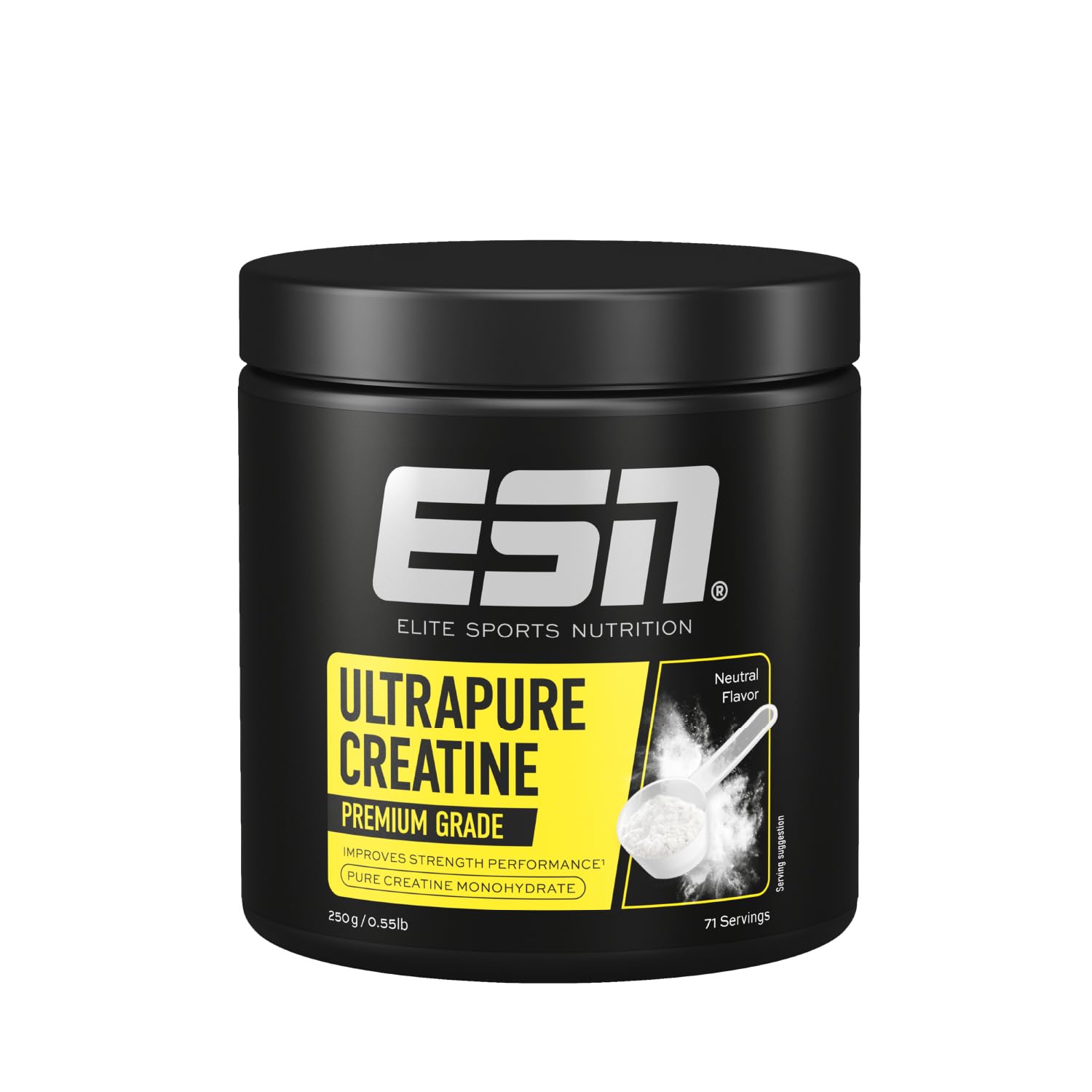 ESN Ultrapure Creatine Monohydrate, 250 g, 71 porzioni | Creatina in polvere, microfine e ottimamente solubile, vegana - made in Germany (il design può variare)