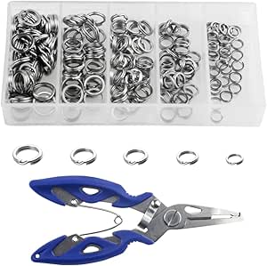 200-teiliges Angel-Set - Edelstahl Spaltringe & Zange Für 13-54kg Test