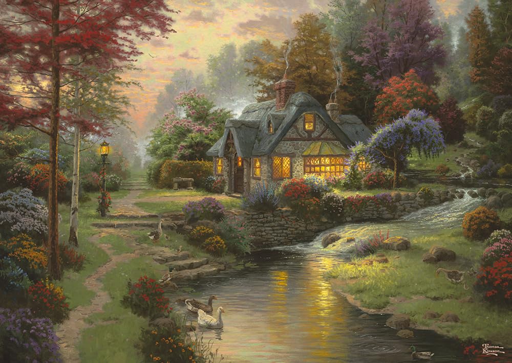 Schmidt Spiele | Thomas Kinkade: Stillwater Cottage (1000pc) | Puzzle | Ages 12+, 2. Scenic Settings