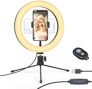 Ring Light, 10.2"LED Ring Light with Tripod Stand & 360° Phone Holder, Dimmable Selfie Ring Light for Live Streaming, Makeup, YouTube, TikTok Video, Photography