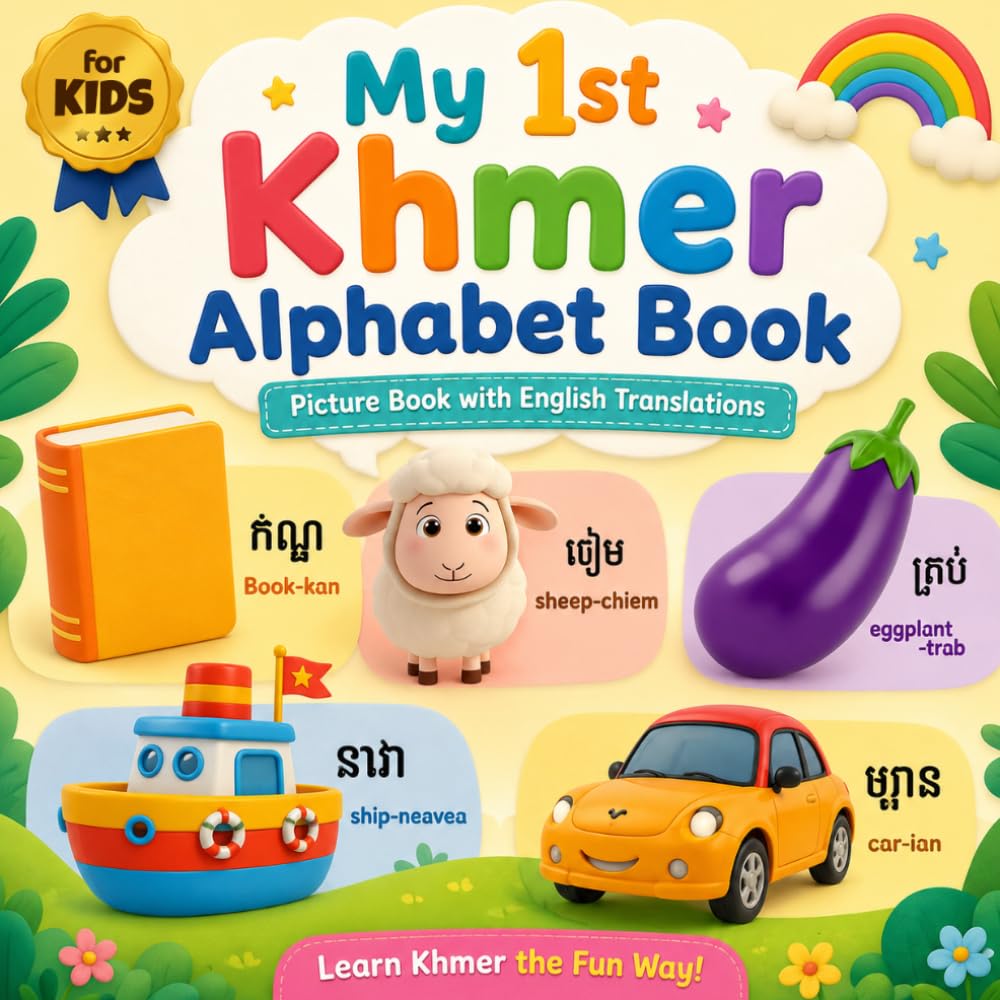 My First Khmer Alphabet Book for Kids: A Fun ABC Picture Book with English Translations for Toddlers, Preschoolers, and Beginners (សៀវភៅអក្ខរក្រមខ្មែរសម្រាប់កុមារ)