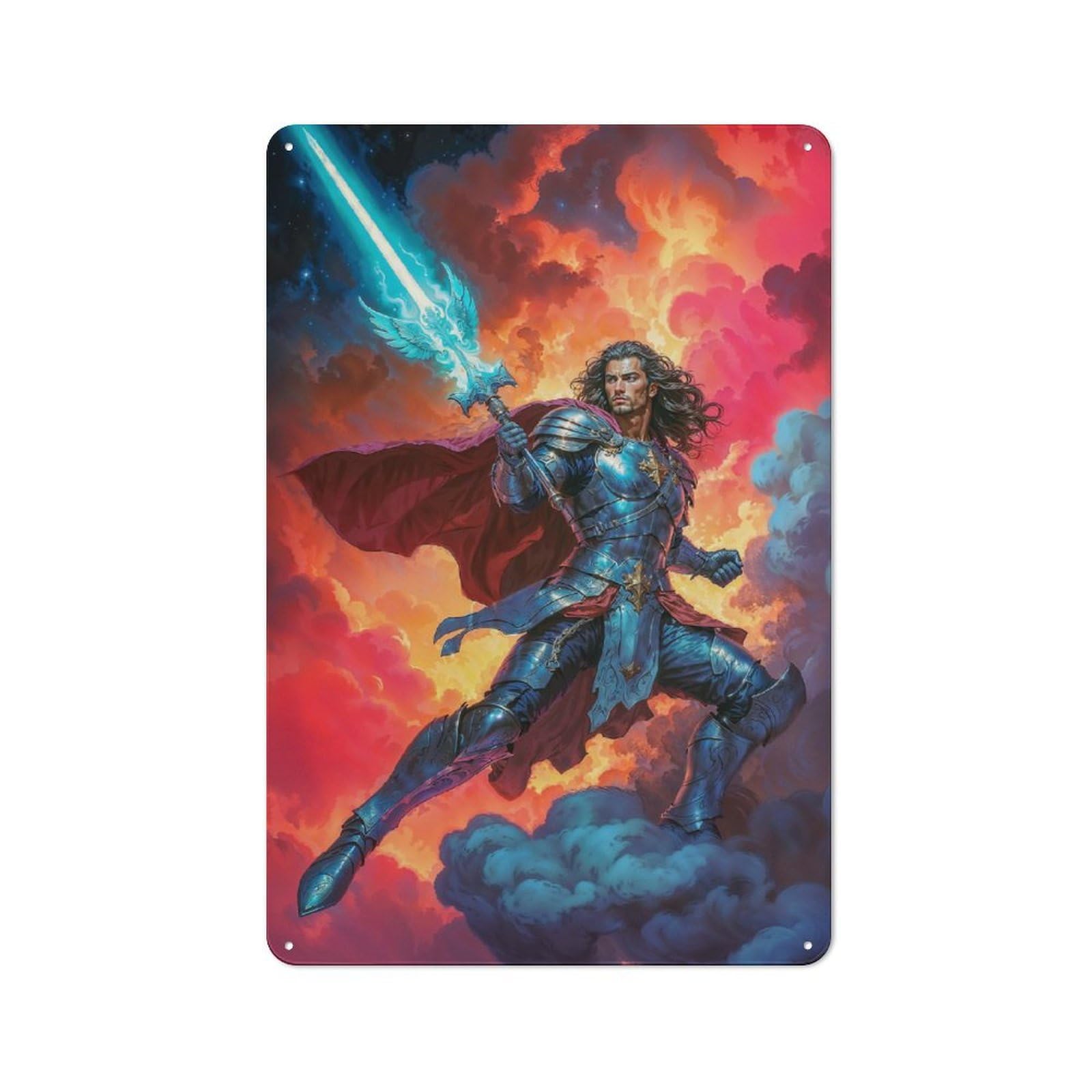 Archangel Michael Retro Metal Sign 30x20cm, Distressed Look Retro Room Decor for Living Room, Hallway, Kitchen Or Cafe