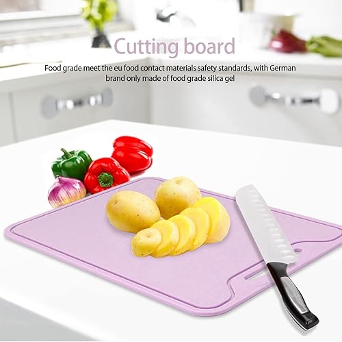 Miniatura 2 de GLOGLOW Tabla de cortar, 11.8 x 8.7 pulgadas de seguridad de grado alimenticio de silicona flexible tabla de cortar de alimentos usados tabla de