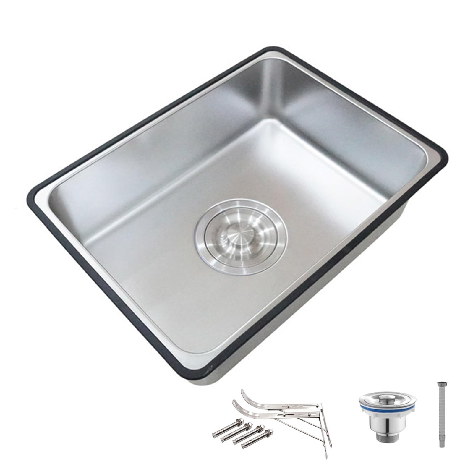 Fregadero Camping, Fregadero Pequeño de Exterior con Soporte, Instalación de Pared, Fregadero de Acero Inoxidable para Caravanas