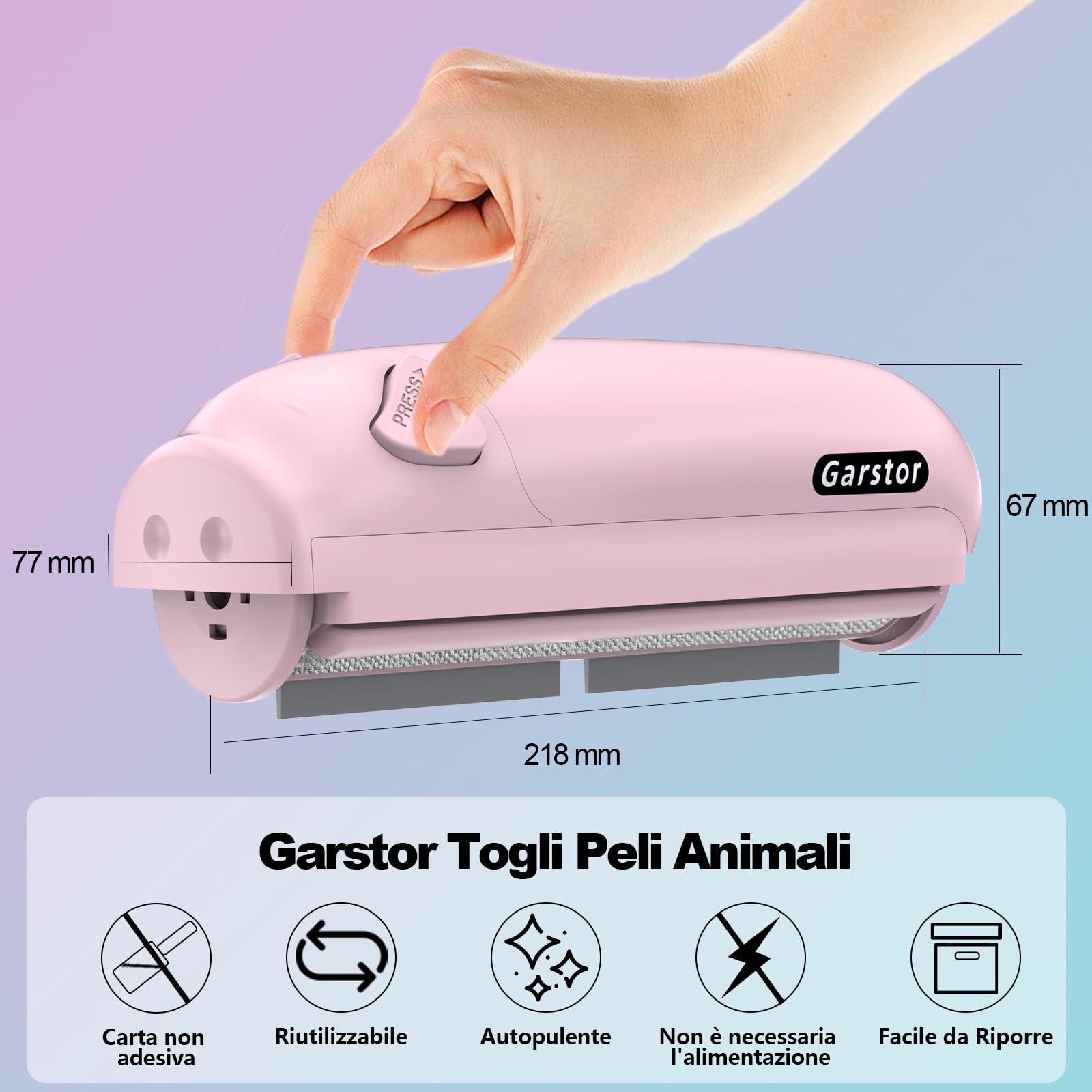 Katzenhaarentferner, Hundehaarentferner, Tierhaarentferner Fusselrolle, Fusselbürste für Tierhaar, für Sofa, Bett, Teppich, Kratzbaum, Rosa (Packung mit 2)