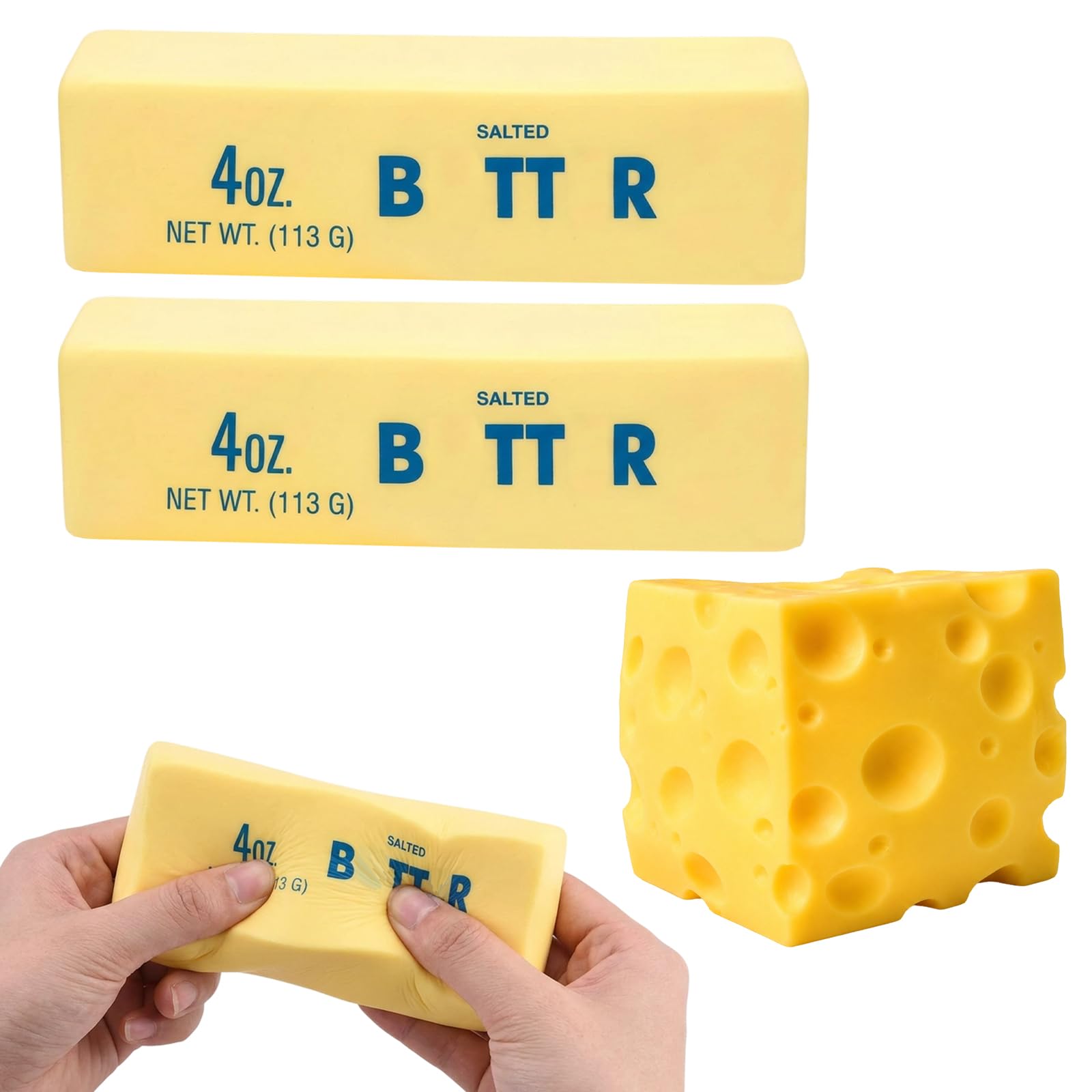 Butter Squishy, 3 Piece Set of Fidget Toys Adults, Stress Relief for Office Workers, Anxiety Management Sensory Toys