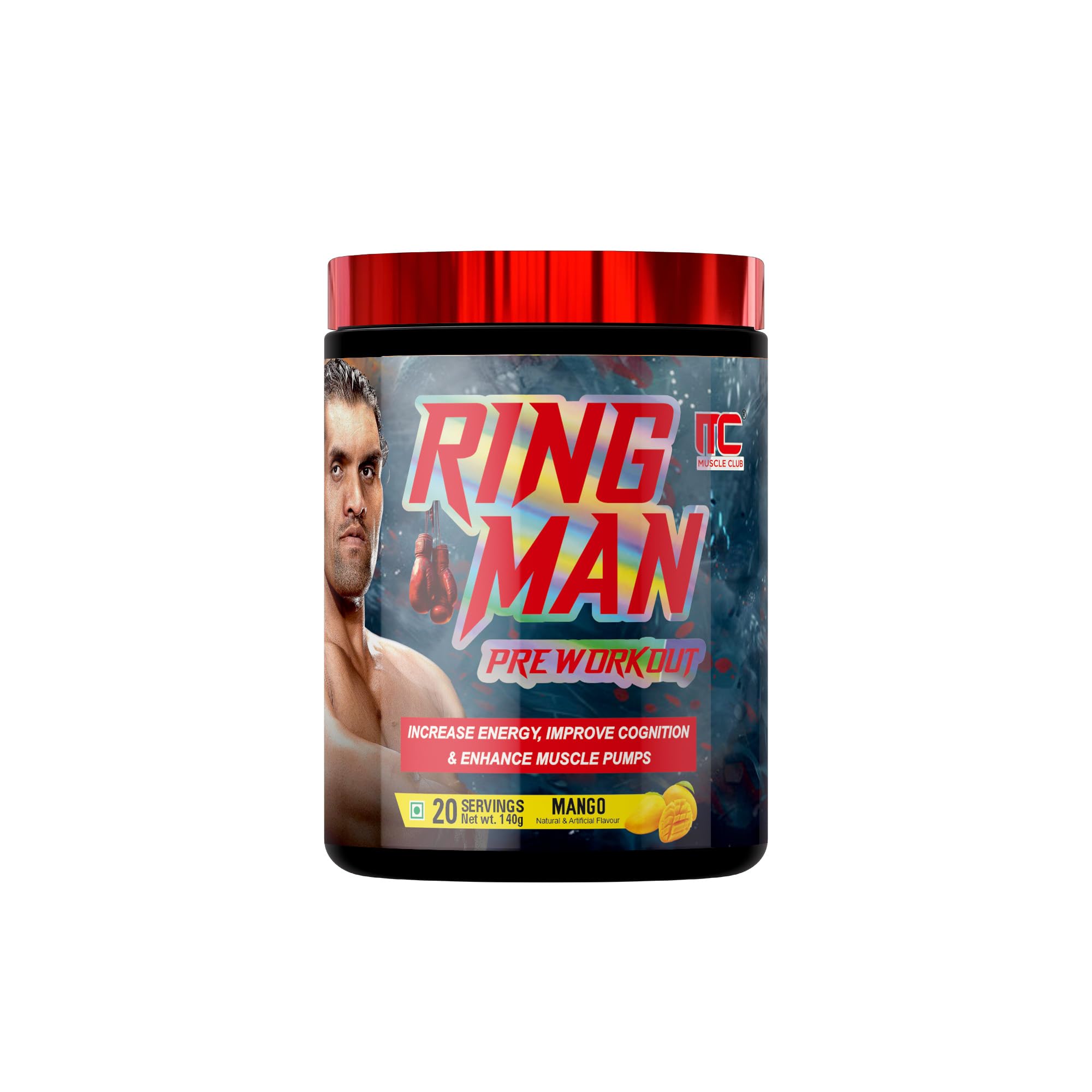 Muscle Club Ring Man Pre-Workout Supplement, Mango Flavour, 2000mg Beta-Alanine, 200mg Caffeine, Energy and Focus Booster, 50g, Vegetarian-picture-11