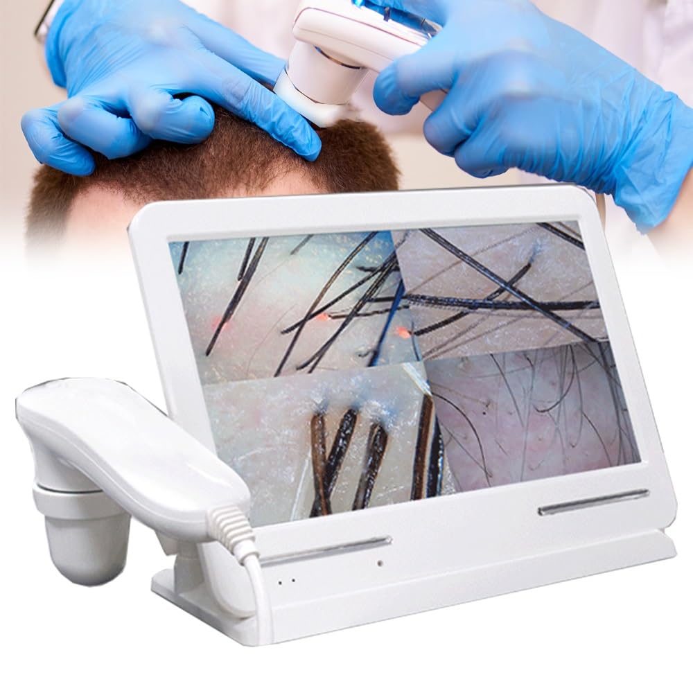 Analizzatore di capelli e diagnosi della pelle, rilevatore di analisi diagnostica e tester HD, LCD da 10,1 pollici, lente d'ingrandimento per telecamera del cuoio capelluto
