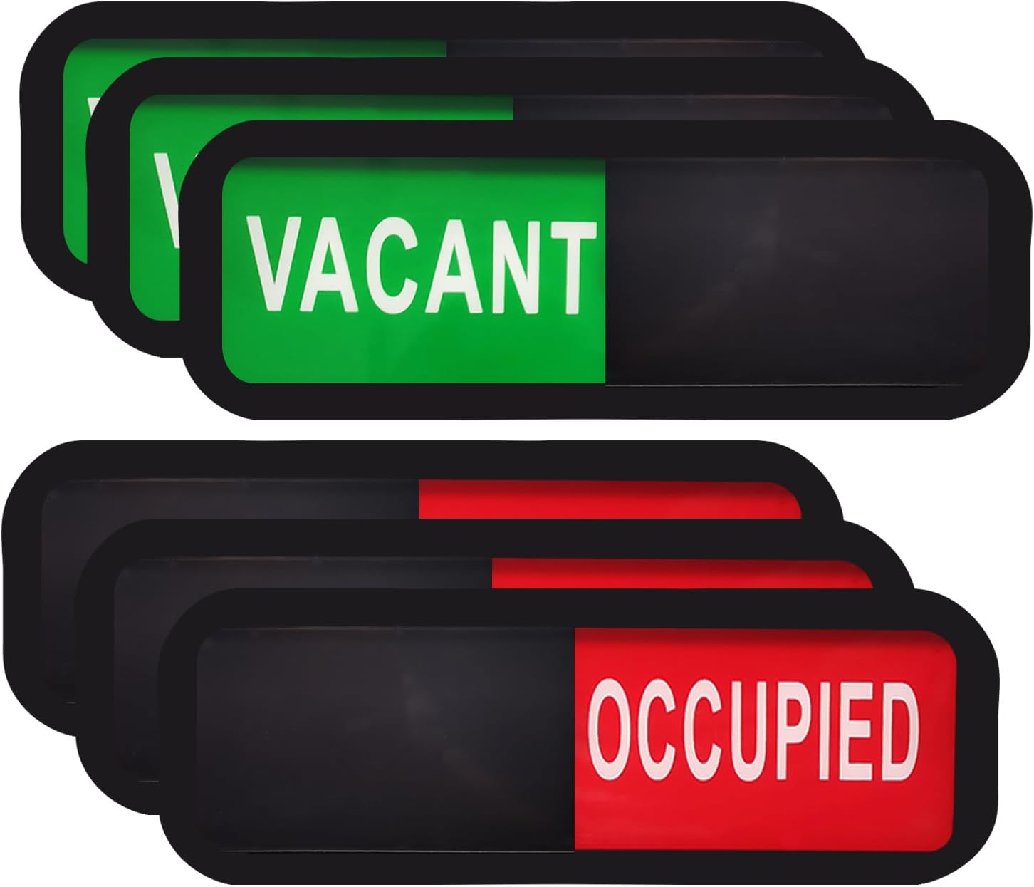 Privacy Door Sign, Occupied & Vacant Door Sign for Business Home Office Stores | 18 x 6 cm Acrylic Black 3 Pack