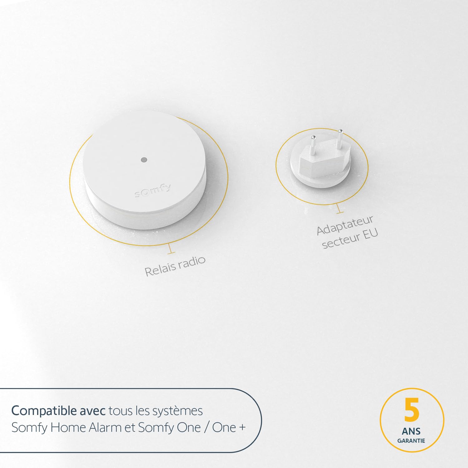 Somfy 2401495 - Relais radio Somfy Protect | Améliore la portée radio | Compatible Gammes Home Alarm (Advanced) et Somfy ONE (+), Blanc