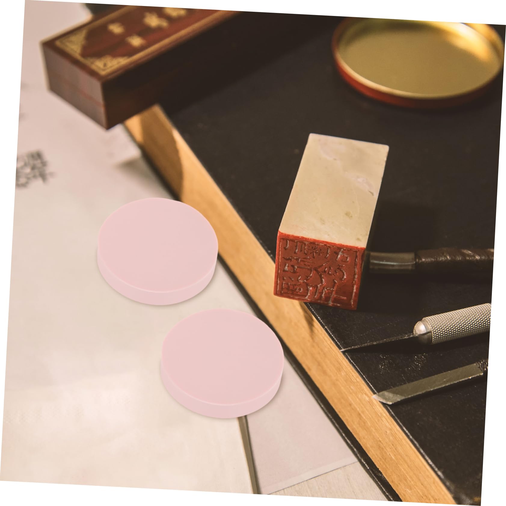 HAPINARY Engraving Stamps Easily 24pcs Professional Rubber Blocks DIY Stamps Material Compact Practical