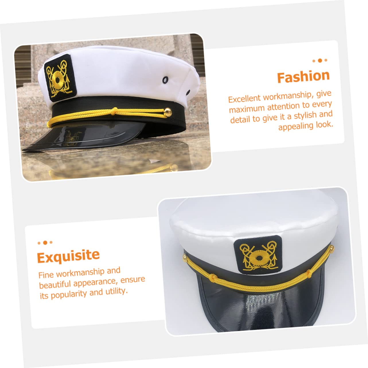 SHERCHPRY 4pezzi Cappello Da Marinaio Unisex Con Visiera Curva Per Costume Nautico Accessorio Per Halloween e Mascherate Protezione Solare e Stile Elegante Con Ricamo