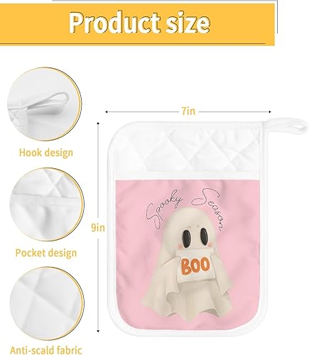 Miniatura 10 de Juego de 4 agarraderas de gnomos de Navidad para cocina, antideslizantes y aislantes de calor, juego de agarraderas de tela de toalla con bolsillo,