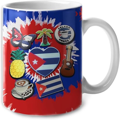 Miniatura 2 de Lotacy Taza de cerámica con bandera cubana de Cuba de 11 oz con símbolos Tie Dye, Cuba Souvenir y regalos