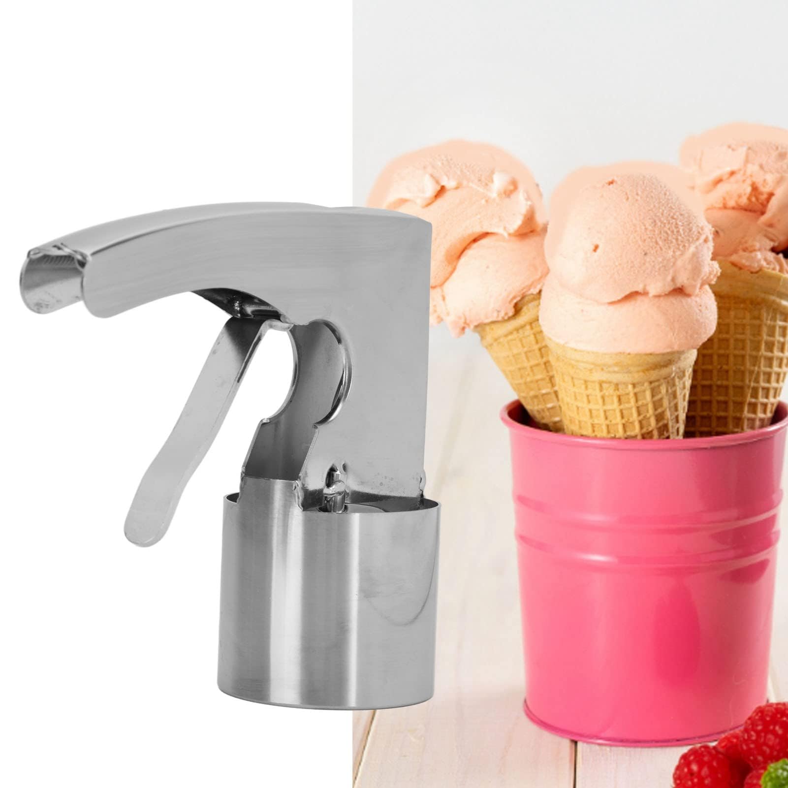 Cuillère à glace cylindrique en acier inoxydable avec gâchette Design ergonomique Cuillère à glace réglable Old Time