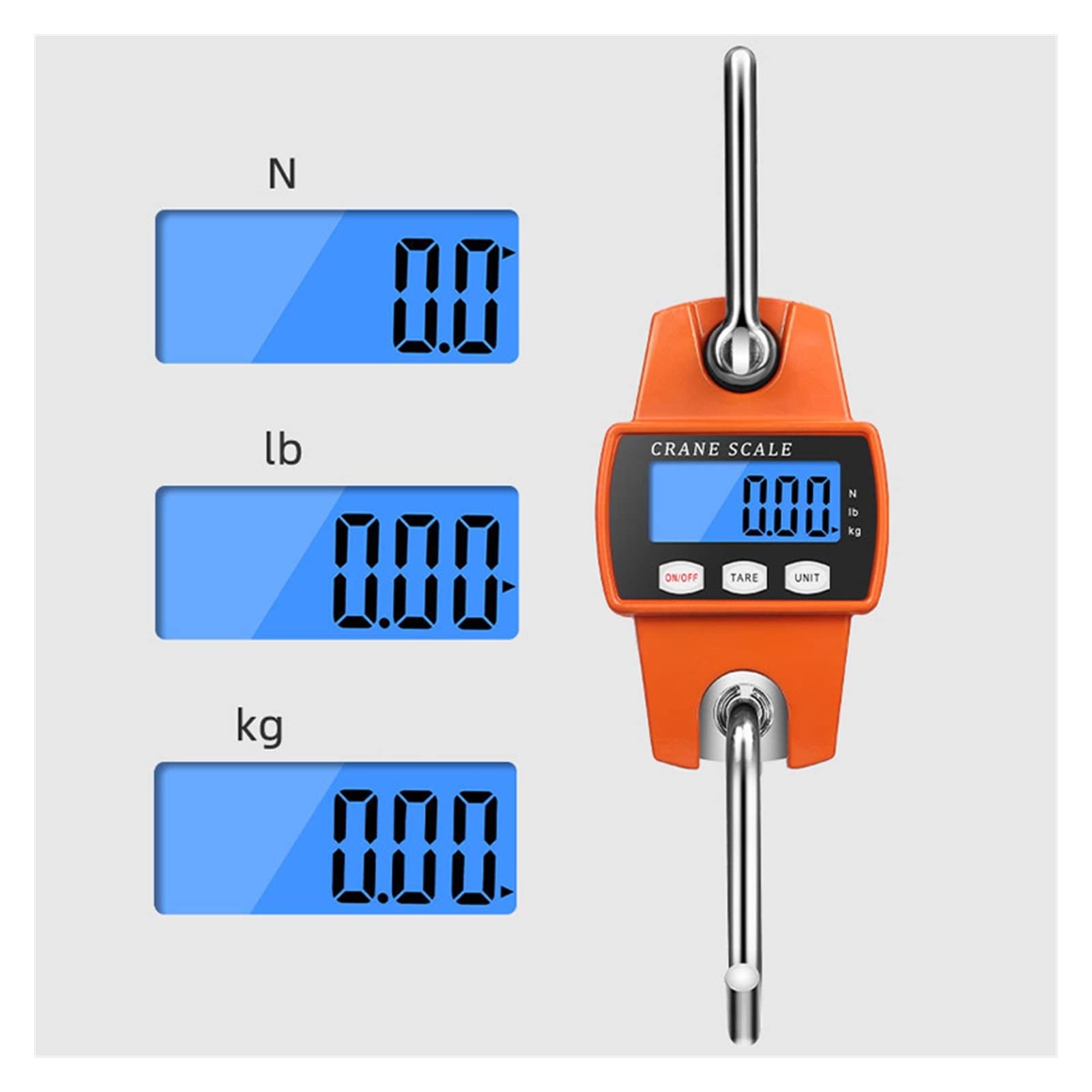 Cyfrowa waga dźwigowa, Waga Dźwigowa 300kg Elektroniczny Przemysłowy Mini Hak Metalowy Wiszący Przenośna Cyfrowa Steelyard Do Użytku Komercyjnego,Gospodarstwo,Wędkarstwo, Ryby,(Orange300kg)