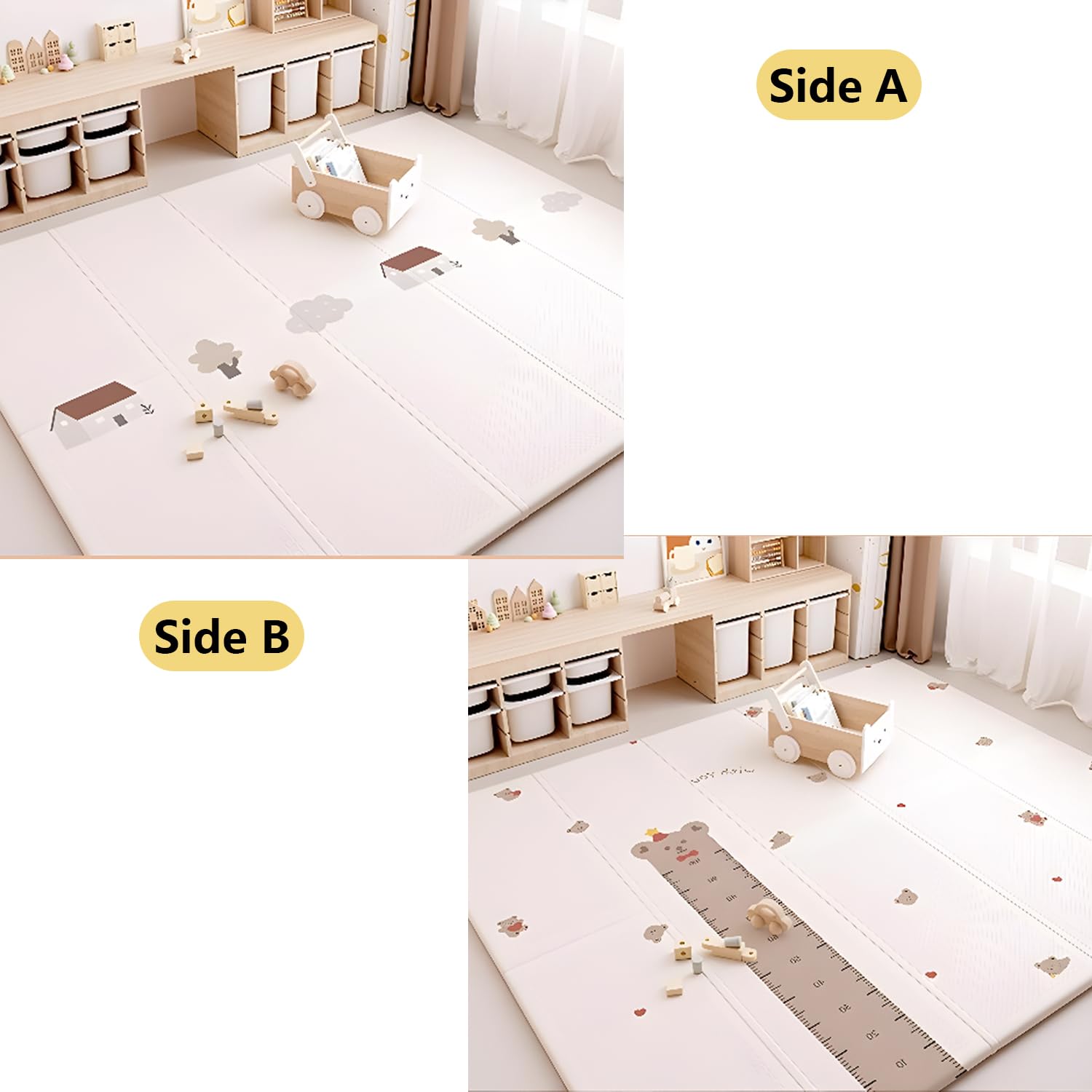 Baby Krabbelmatte Faltbar,Doppelseitige Spielmatte Aus Xpe-Schaumstoff,Wasserabweisend,Wasserdicht rutschfest,Baby Play Mat,FüR Babys Kleinkinder Kinder- Und Wohnzimmer(150 * 180 * 2cm,E)