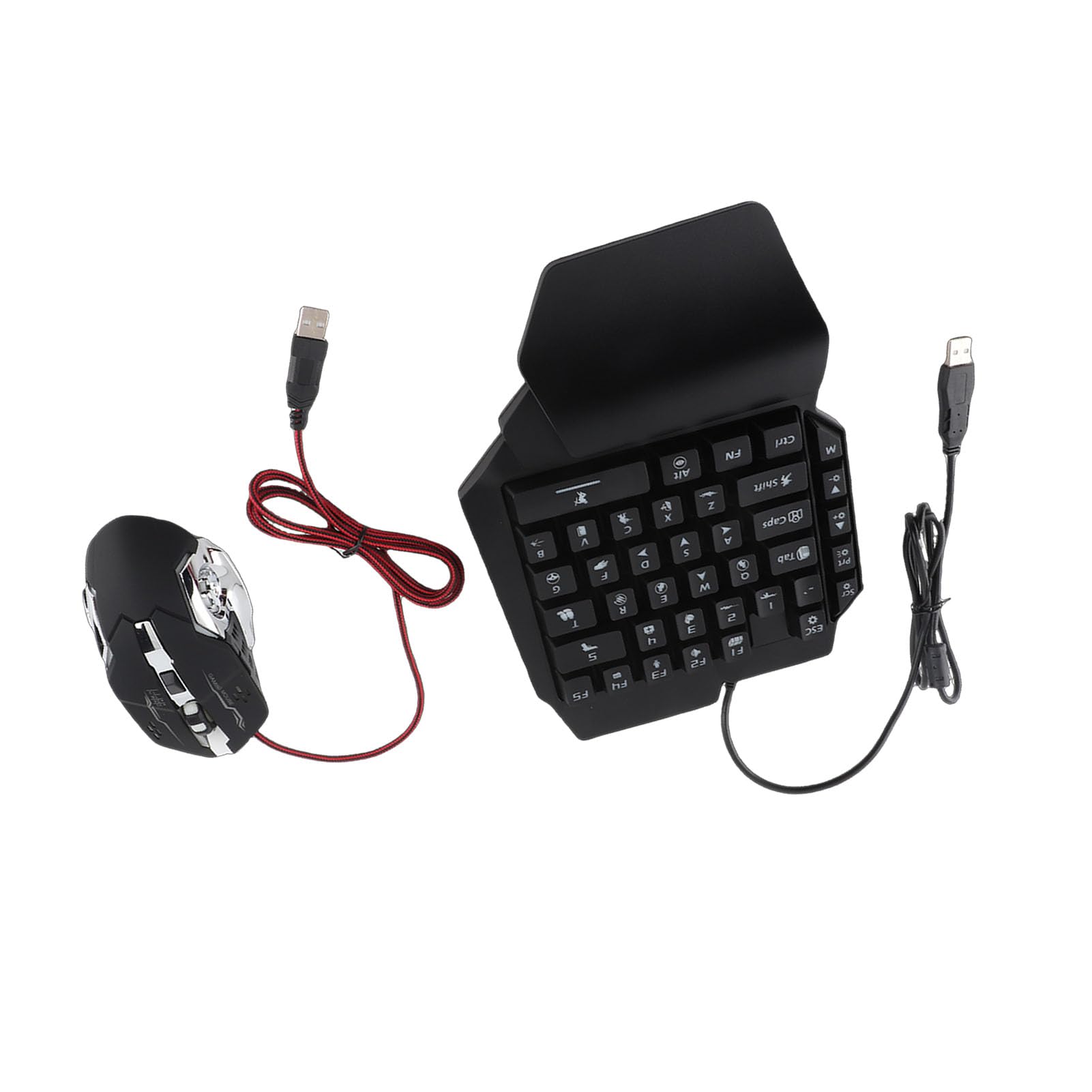 Bewinner Combinazione Tastiera e Mouse da Gioco RGB a una Mano, Tastiera da Gioco a Mezza Mano con Adattatore per, Set Mini e Mouse Retroilluminato a LED Cablato USB per Console di