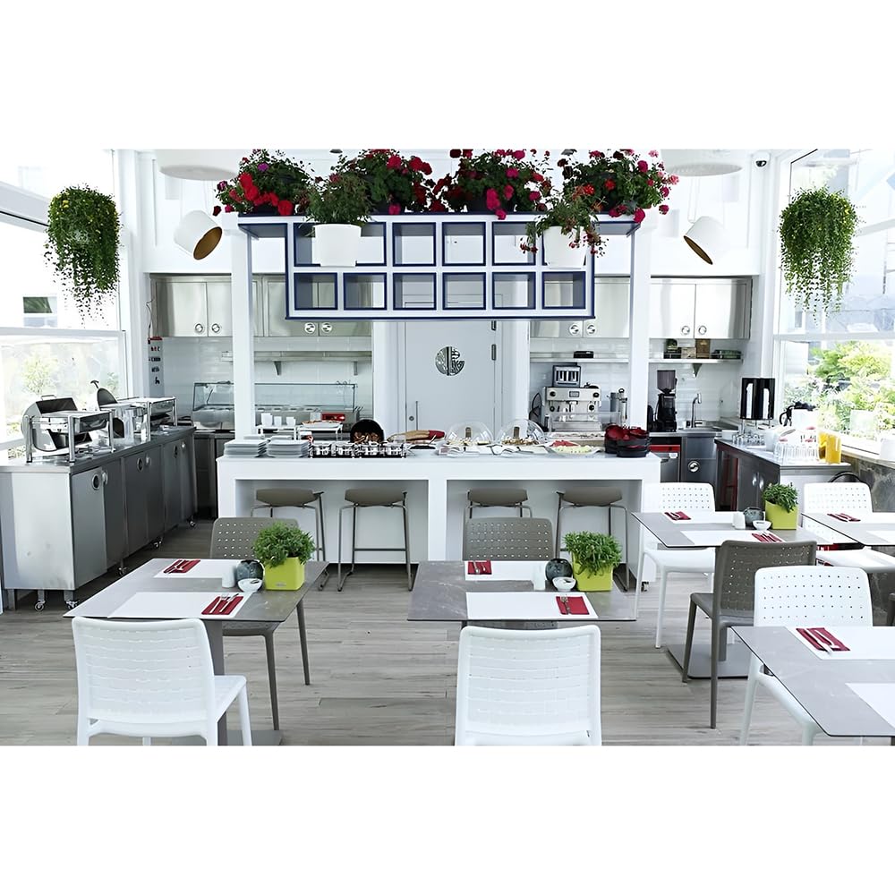 PAPATYA 1er Set Gastro Stuhl für Café Restaurant Bistro - Küchenstühle Gartenstühle - stapelbarer Kunststoffstuhl für Terrasse Außenbereich - wetterfester belastbar bis 200 kg - Fame S, Weiß