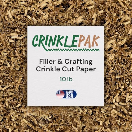 Crinklepak 10LB USA Made Kraft Crinkle Paper Filler | Great Shredded Paper For Gift Baskets Shipping Packages Gift Box Filler Basket Filler Birthdays Weddings Anniversaries | Kraft Crinkle Shred
