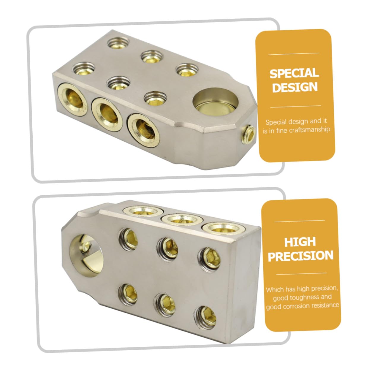 Batteriepolklemmen 1 Paar 6 Awg Zinklegierung Gold für Auto und Lkw | Hochpräzise Ausführung, Zähigkeit, Anschlussklemme für Batterie, Passend für 1/0, 2, 4, 8 Awg