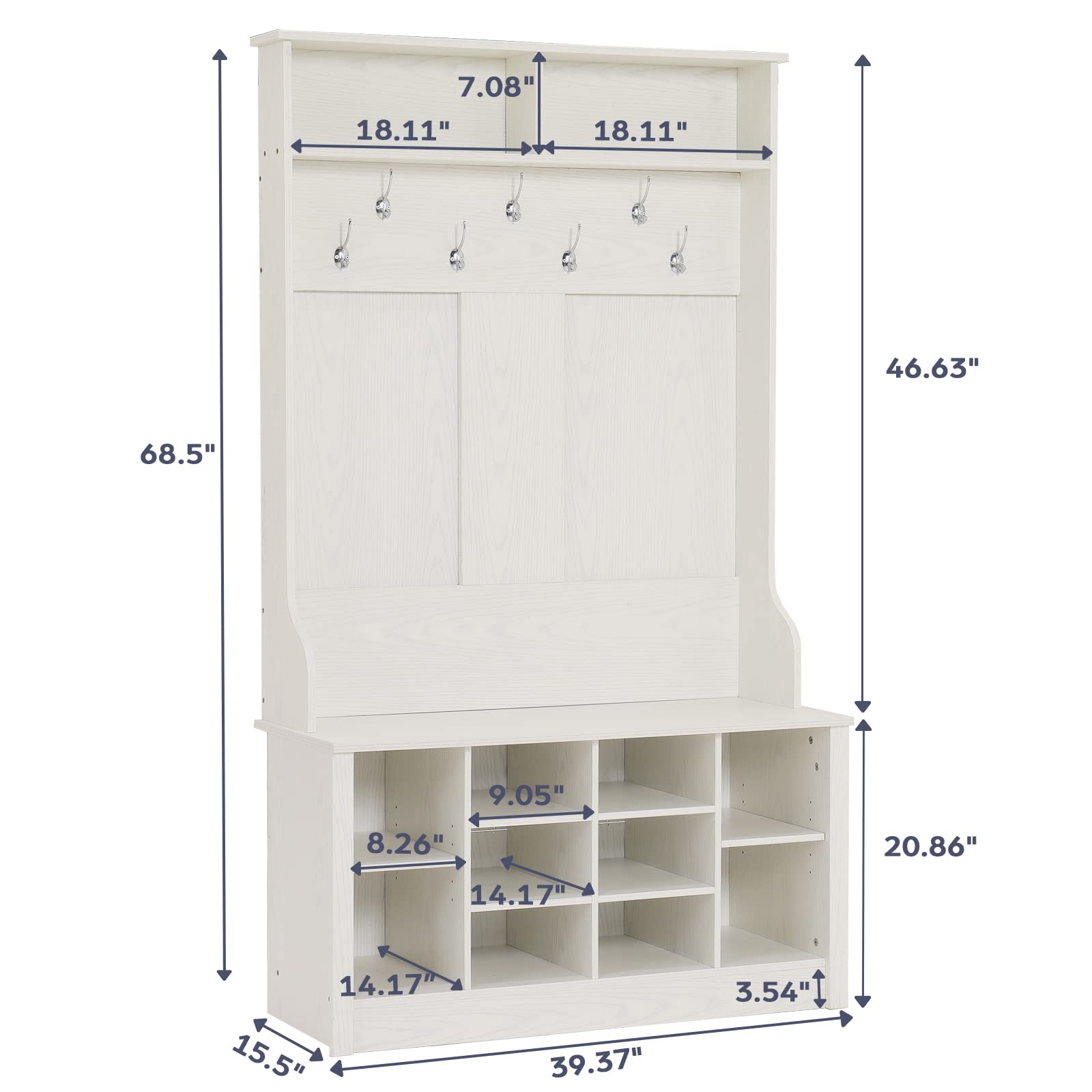 Itaar Hall Tree with Storage Bench, 3in1 Entryway Bench with Coat
