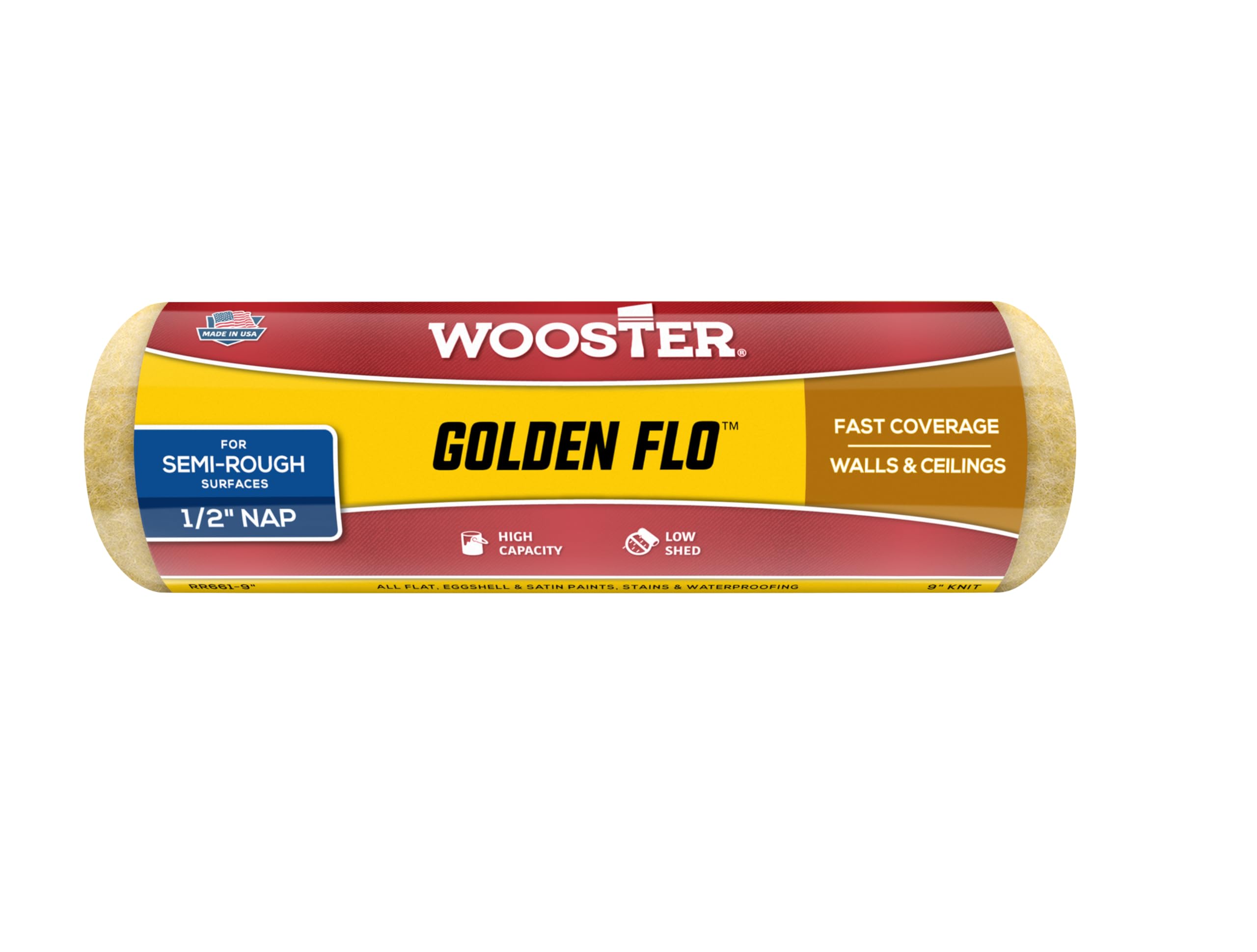 Wooster Brush No Color Rr661-9 Roller Cover, 1/2-Inch Nap, 9-Inch