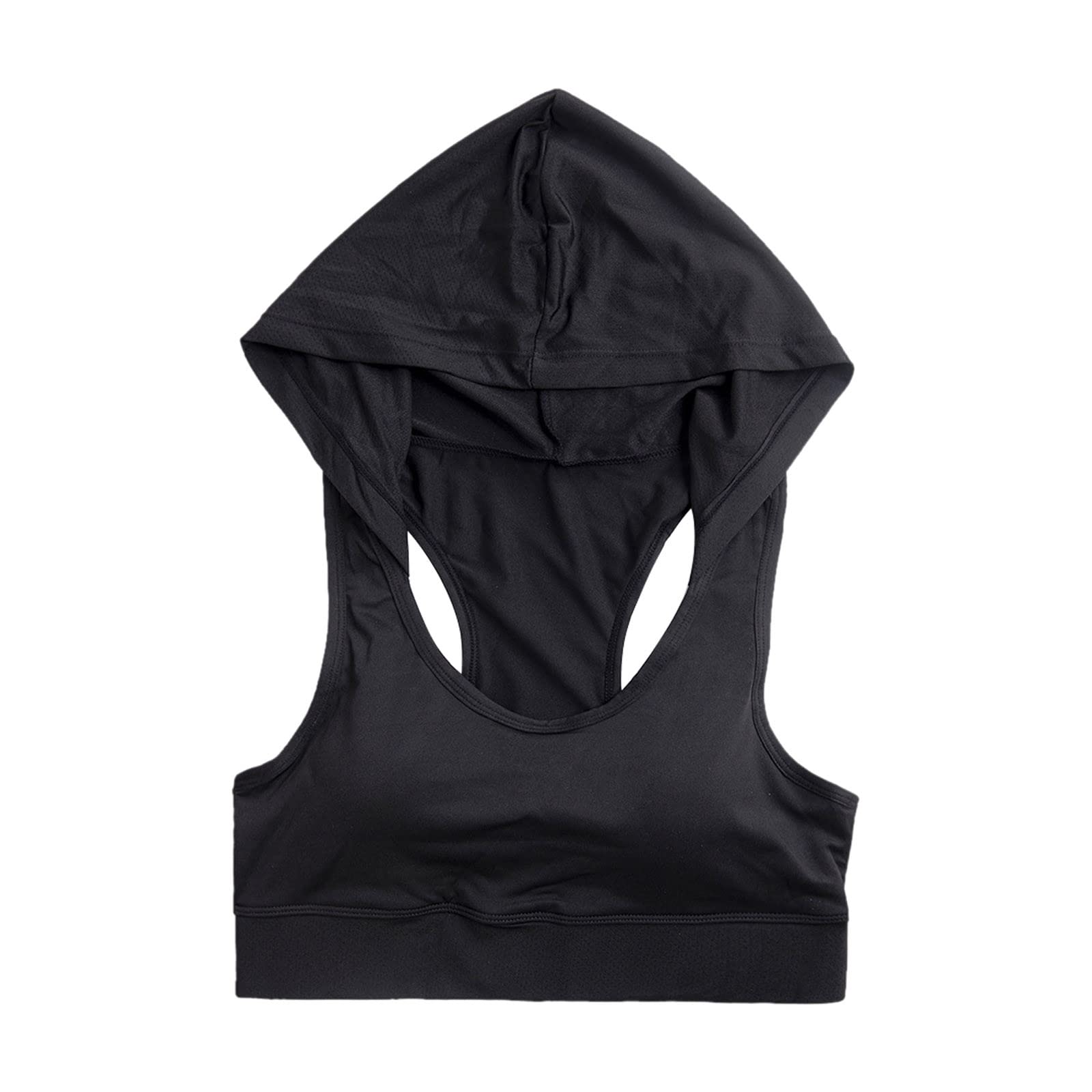 Long Sports Bra for Women High Impact Yoga Tops Built-in Crop Top Wireless Racerback, Black, S