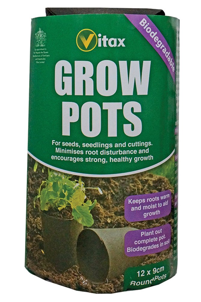 VITAX 6VPGP1 Bio Degradable Grow Round Pots, Black, 8 cm