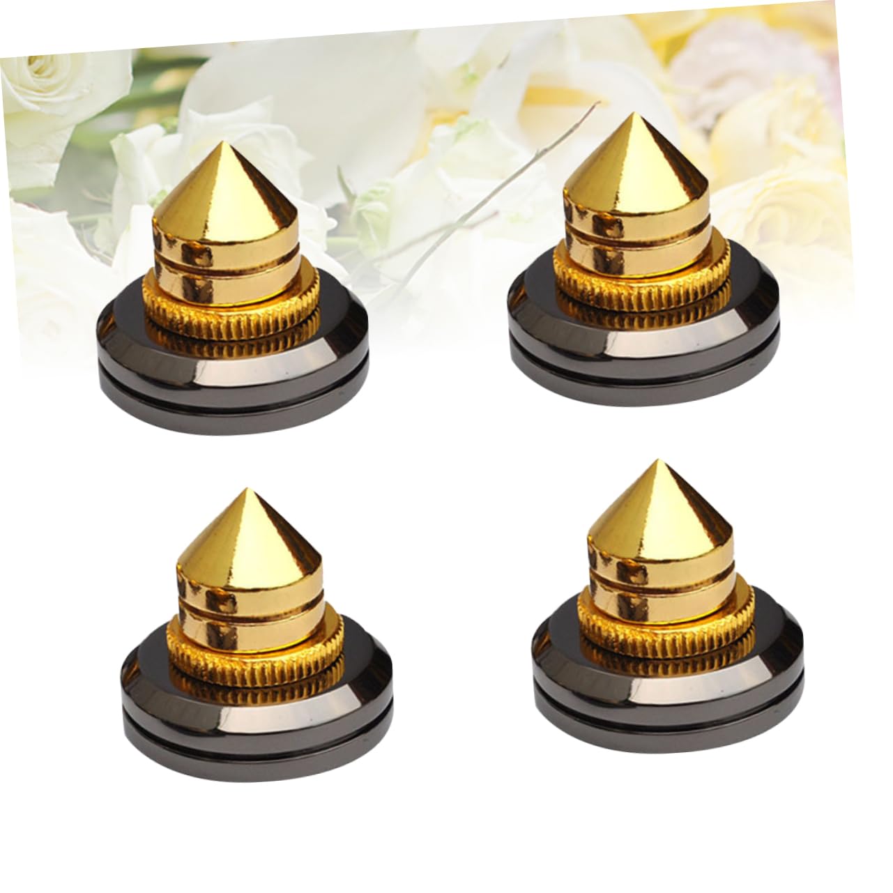 VILLCASE 4Pcs Pure Copper Loudspeaker Spike Pads for Turntables Shockproof Feet for Speaker Stands Vibration Isolation and Floor Protection Enhance Sound Quality and Reduce Harmonic