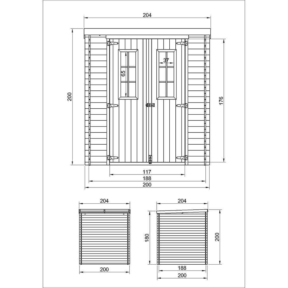 Drewniany domek ogrodowy - Przechowywanie na zewnątrz l204xW204xH200 cm/3,53 m2 - Mała szopa na narzędzia, przechowalnia rowerów - TIMBELA M309C