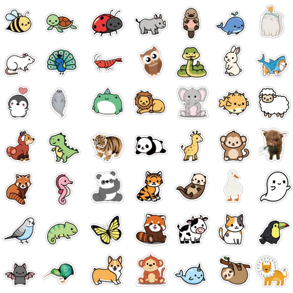 Cartoon Animals Stickers 100pcs,Aesthetic Decoration Water Bottles Vinyl Stickers for Scrapbook,Laptop,Kid,Teen,Girl - Image 3