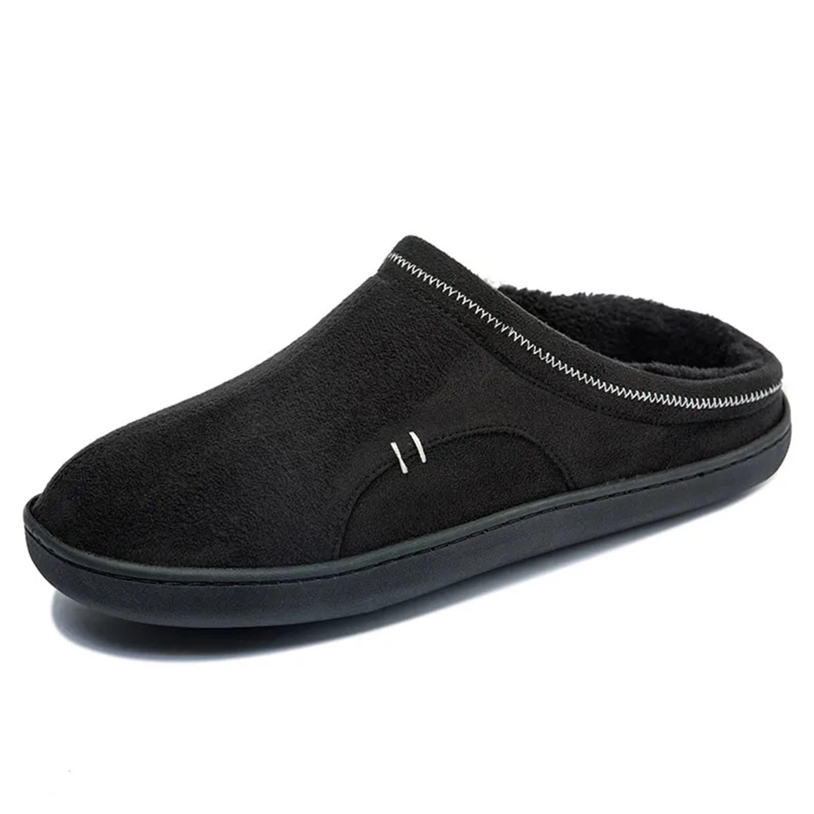 Pantofole Uomo Pantofole da casa grandi dimensioni 49 for uomo inverno scamosciato corto peluche uomo pantofole antiscivolo camera da letto coppia morbide scarpe da interno uomo(Black MS560,4748)