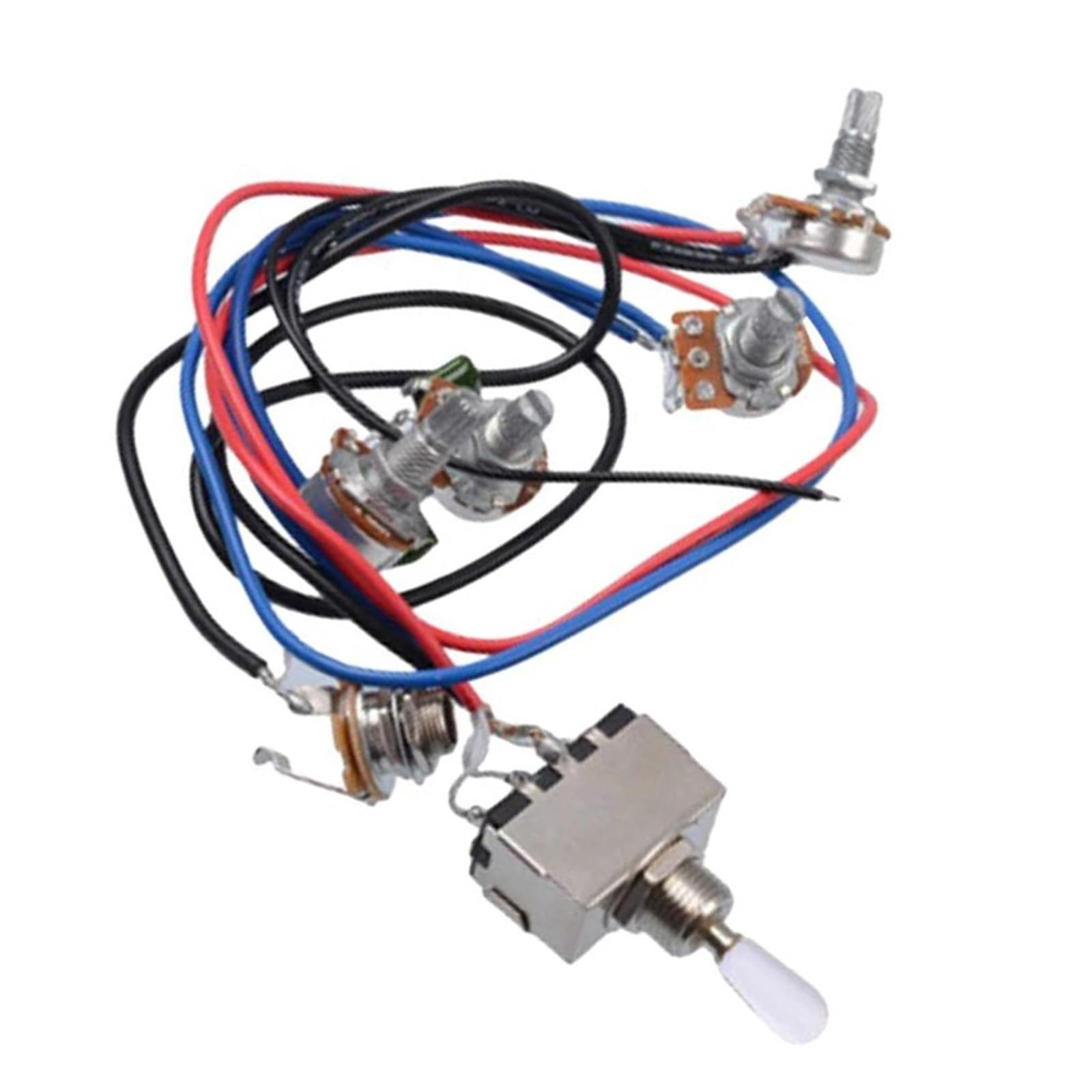 Arnés Cableado Guitarra Eléctrica Kit de cableado para pastilla de guitarra eléctrica LP potenciómetro 2T2V 500K con interruptor de tres vías