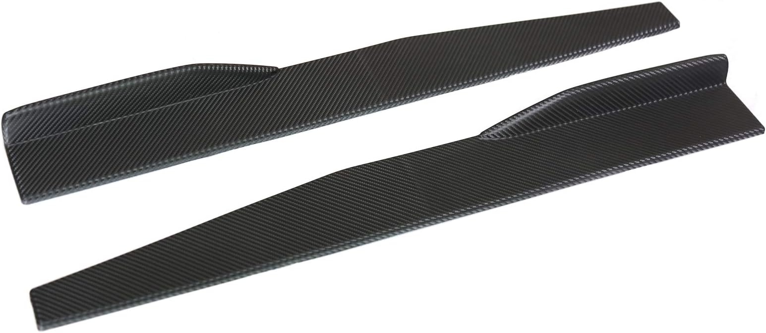 SUYE Universal Car Body Styling Side Skirt 745mm Carbon Fiber Pattern Left/Right PP Universal Rear Side Skirt Winglets Diffusers (6057#Carbon)