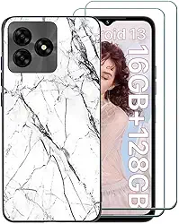 Capa para celular UMIDIGI A15 com protetor de tela, capa de celular UMIDIGI A15C, capa ultrafina de TPU com protetor de tela, capa de mármore absorvente de choque para UMIDIGI A15 /A15C 2023 -