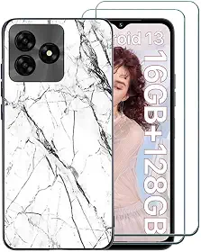 Capa para celular UMIDIGI A15 com protetor de tela, capa de celular UMIDIGI A15C, capa ultrafina de TPU com protetor de tela, capa de mármore absorvente de choque para UMIDIGI A15 /A15C 2023 -