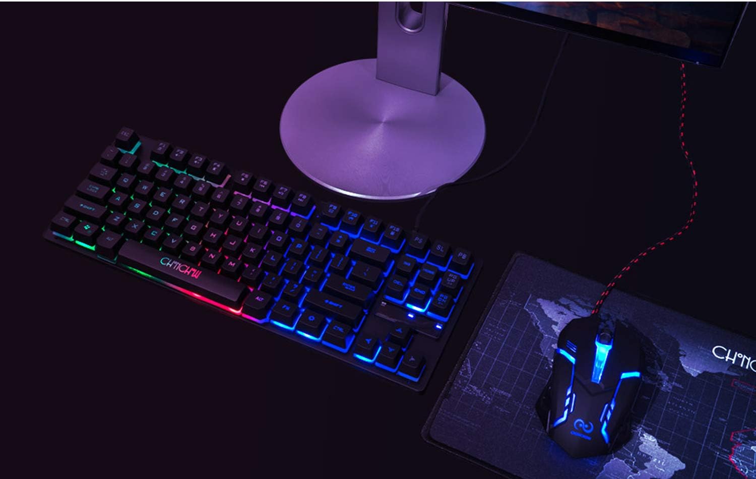 RGB Gaming Keyboard and Mouse Combo, CHONCHOW TKL Compact 87 Keys Backlit Small Computer Keyboard with Gaming Mouse, USB Wired Set for PC PS4 Xbox Laptop : Video Games