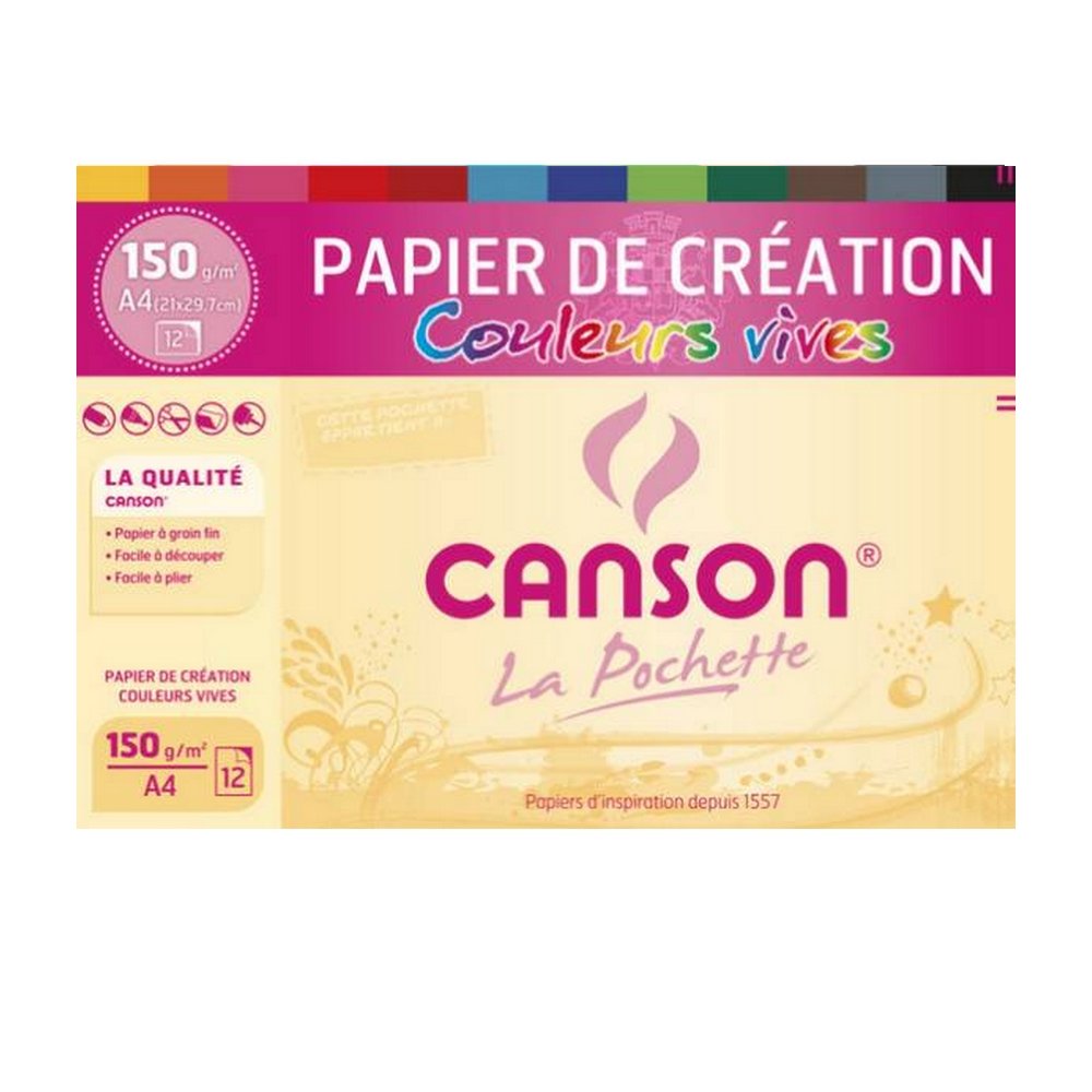 CANSON "C" à Grain - Pochette 12 Feuilles De Papier Dessin Blanc 24 X 32 Cm - 224g/m²