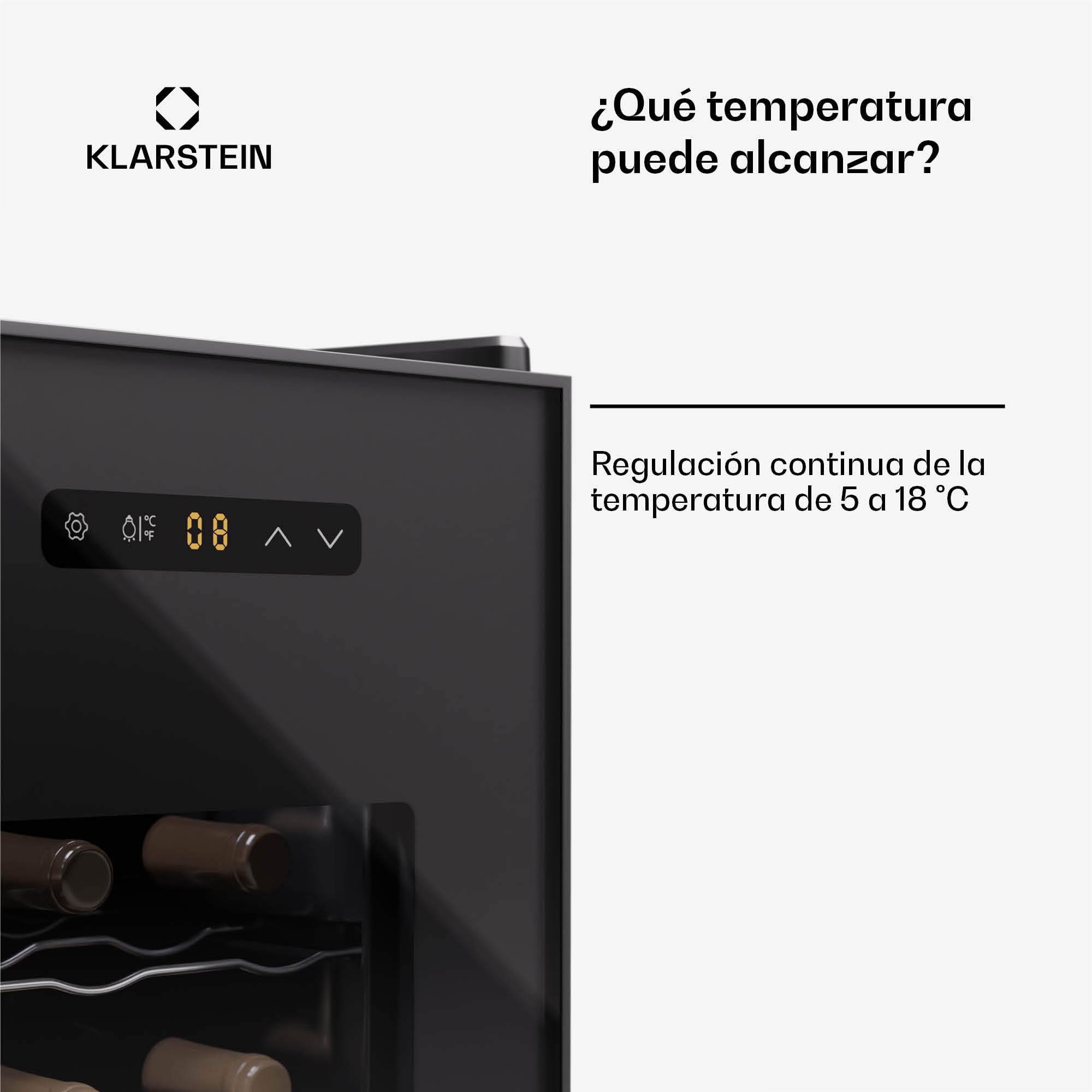 KLARSTEIN cave à vin 1 zone 12 bouteilles réfrigérateur à boissons porte vitrée