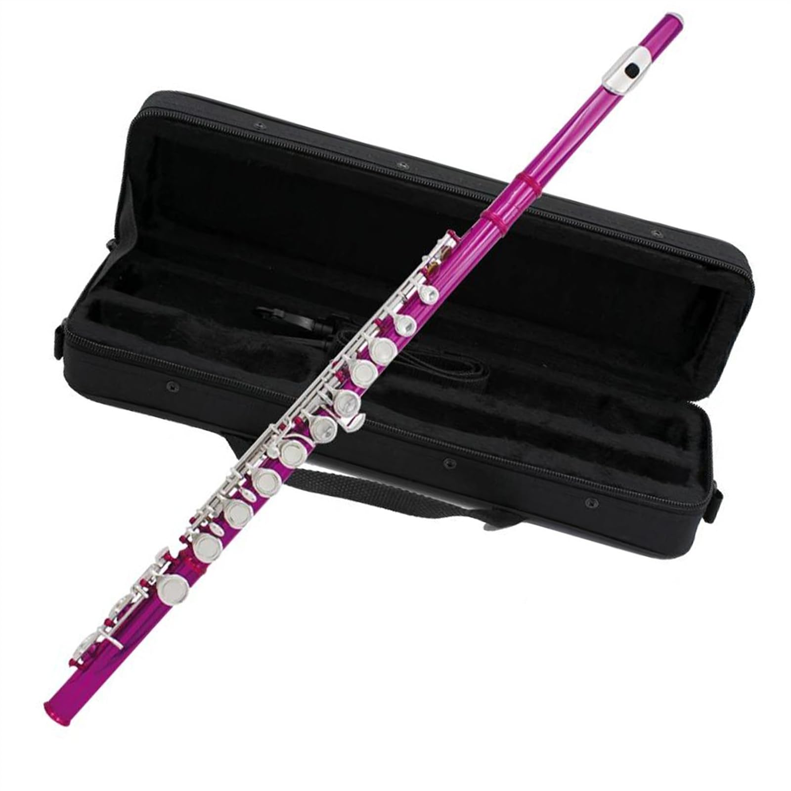 Flauta De Cobre Blanco Con 16 Agujeros Cerrados, Llave C, Teclas Plateadas, Flauta De Concierto Con Llave E Flauta Travesera Kit (Color : A)