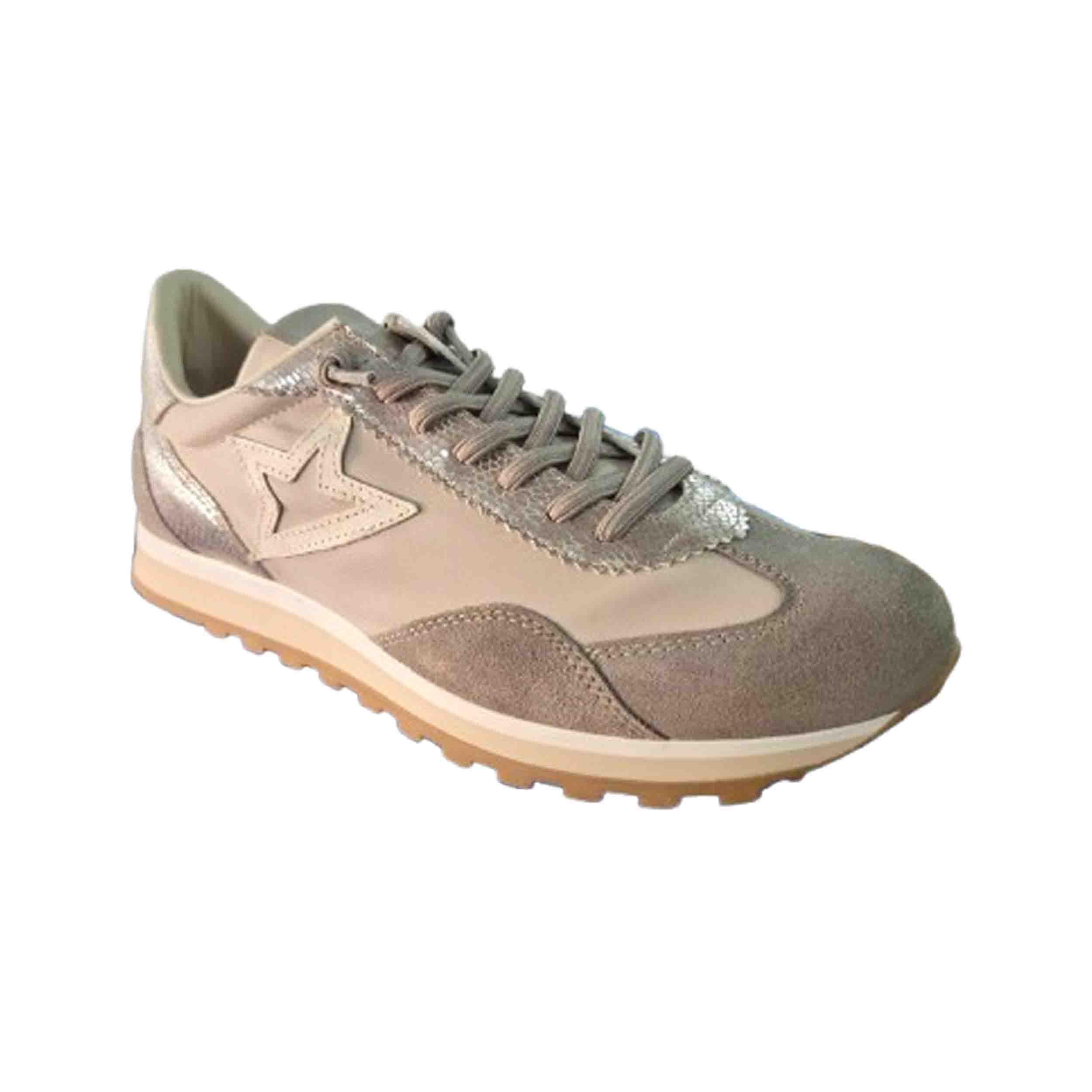 CETTI - Zapatos,Sneakers,de Piel y Tela,cordón elástico,cuña,Suela de Goma,Ante,Nobuck,Plantilla Extraible, para: Mujer